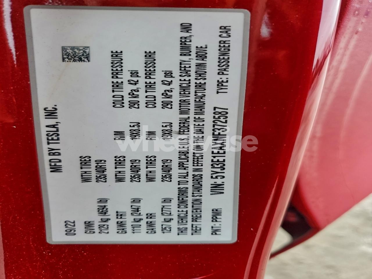 Photo 12 of 2022 TESLA MODEL 3 (VIN 5YJ3E1EAXNF372587)