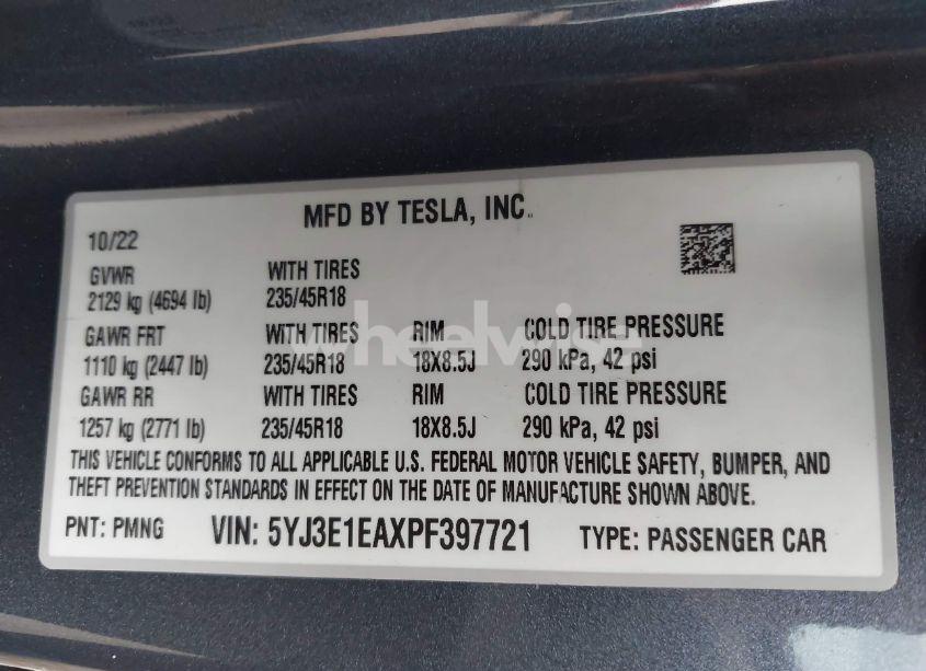 Photo 9 of 2023 Tesla Model 3 (VIN 5YJ3E1EAXPF397721)