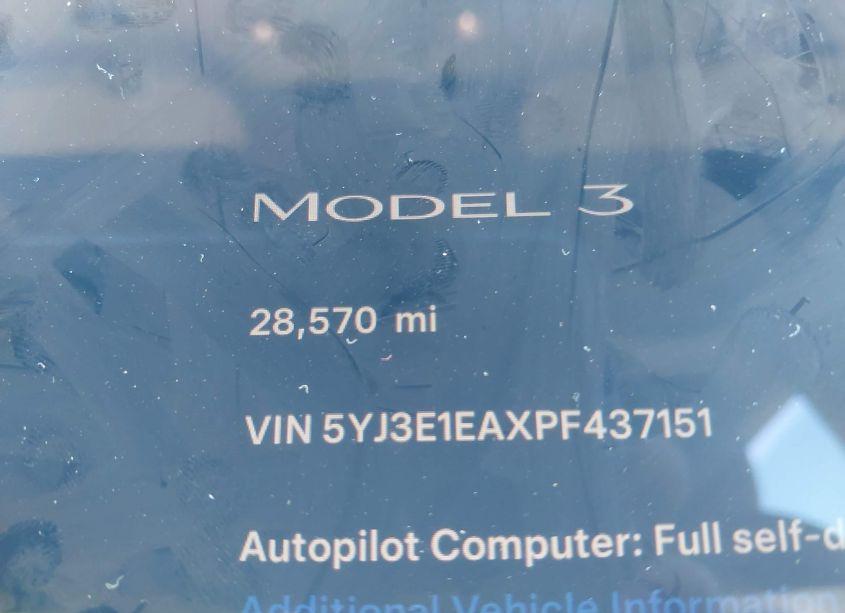 Photo 7 of 2023 Tesla Model 3 REAR-WHEEL DRIVE (VIN 5YJ3E1EAXPF437151)