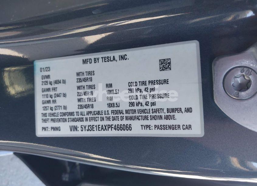 Photo 9 of 2023 Tesla Model 3 REAR-WHEEL DRIVE (VIN 5YJ3E1EAXPF466066)