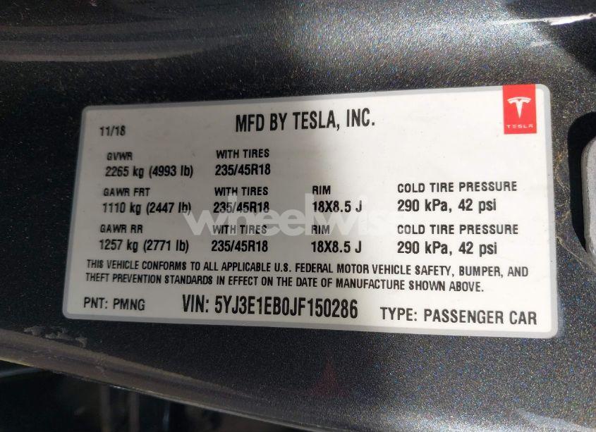 Photo 9 of 2018 Tesla Model 3 LONG RANGE/PERFORMANCE (VIN 5YJ3E1EB0JF150286)