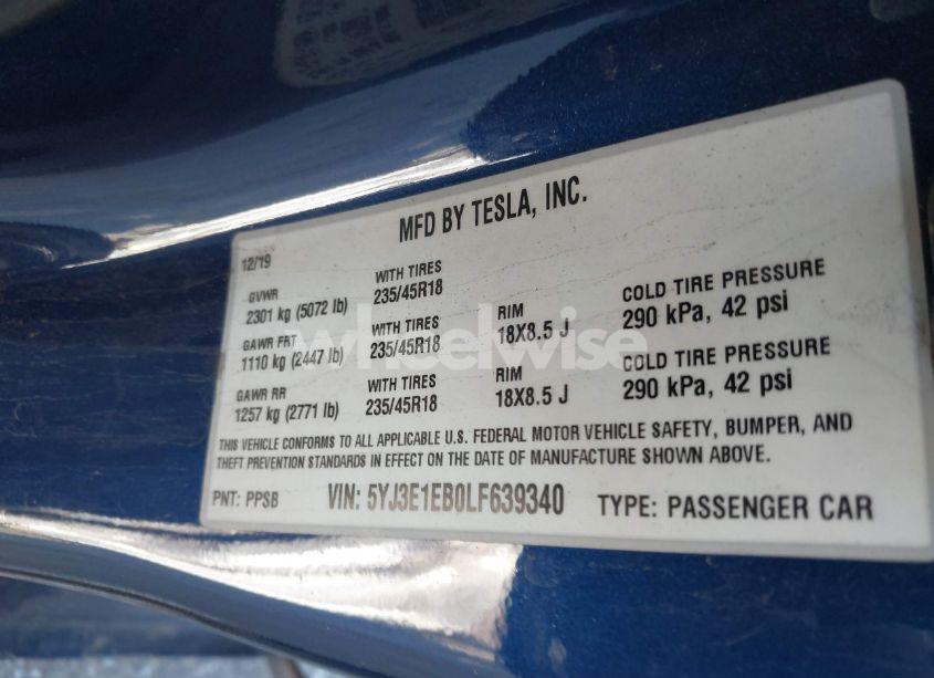 Photo 9 of 2020 Tesla Model 3 LONG RANGE DUAL MOTOR ALL-WHEEL DRIVE (VIN 5YJ3E1EB0LF639340)