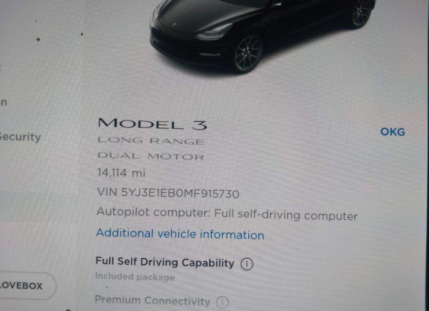 Photo 7 of 2021 Tesla Model 3 LONG RANGE DUAL MOTOR ALL-WHEEL DRIVE (VIN 5YJ3E1EB0MF915730)