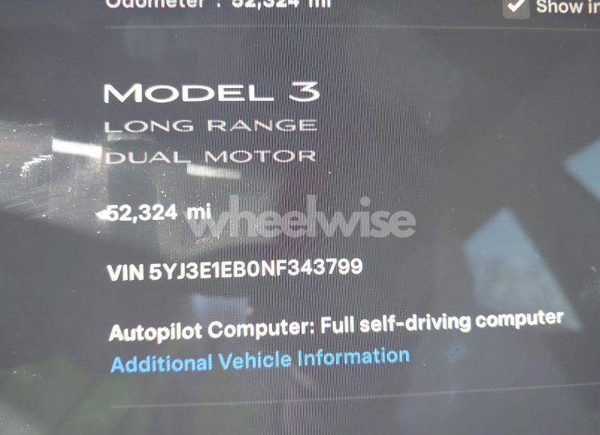 Photo 15 of 2022 Tesla Model 3 LONG RANGE DUAL MOTOR ALL-WHEEL DRIVE (VIN 5YJ3E1EB0NF343799)