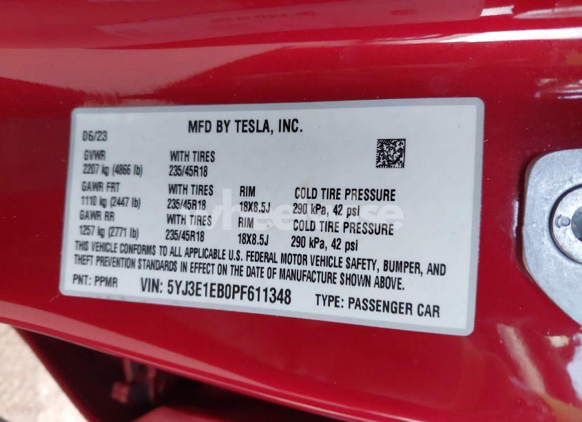 Photo 9 of 2023 Tesla Model 3 LONG RANGE DUAL MOTOR ALL-WHEEL DRIVE (VIN 5YJ3E1EB0PF611348)