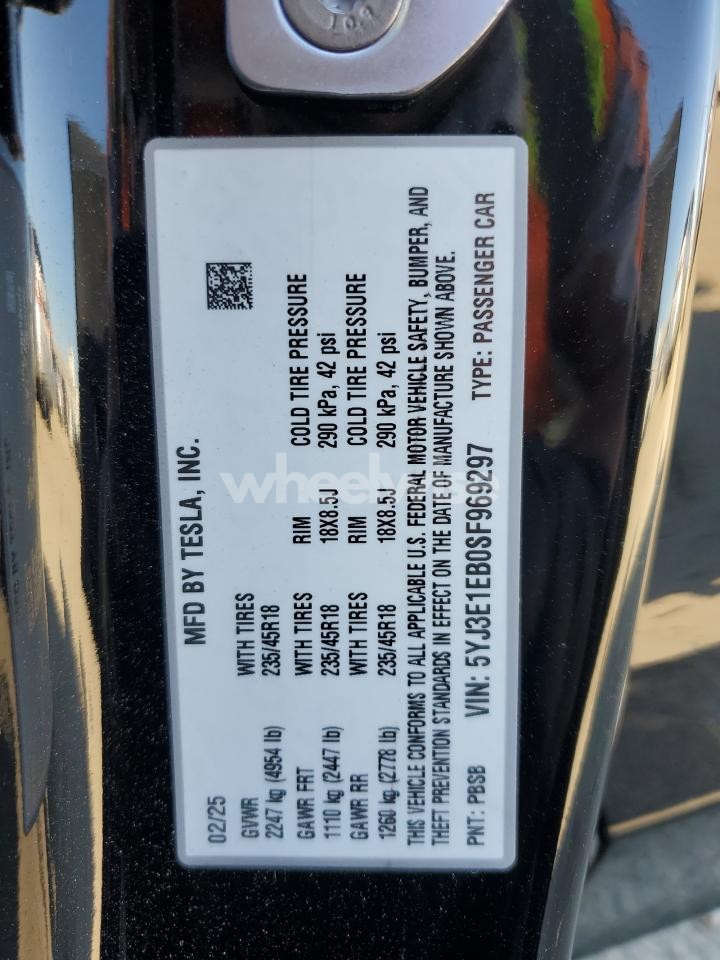 Photo 13 of 2025 TESLA MODEL 3 (VIN 5YJ3E1EB0SF969297)