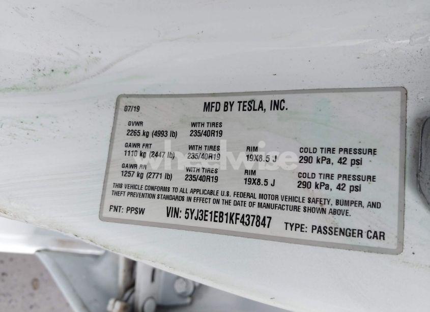 Photo 9 of 2019 Tesla Model 3 LONG RANGE/PERFORMANCE (VIN 5YJ3E1EB1KF437847)