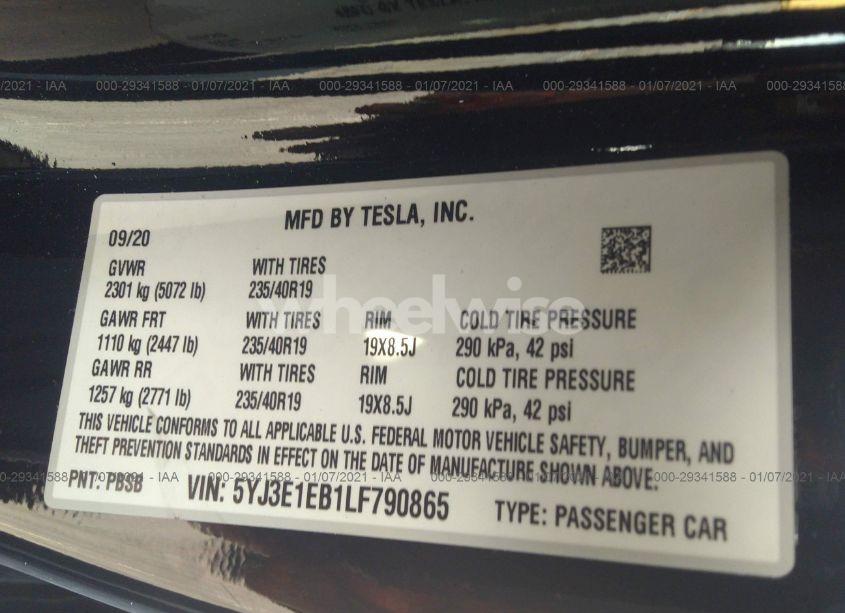 Photo 9 of 2020 Tesla Model 3 LONG RANGE DUAL MOTOR ALL-WHEEL DRIVE (VIN 5YJ3E1EB1LF790865)
