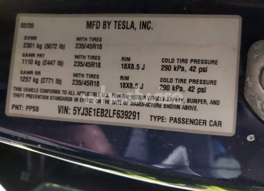 Photo 9 of 2020 Tesla Model 3 LONG RANGE DUAL MOTOR ALL-WHEEL DRIVE (VIN 5YJ3E1EB2LF639291)