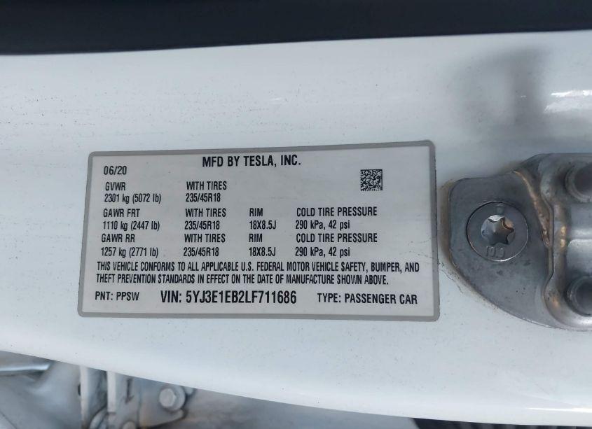 Photo 9 of 2020 Tesla Model 3 LONG RANGE DUAL MOTOR ALL-WHEEL DRIVE (VIN 5YJ3E1EB2LF711686)