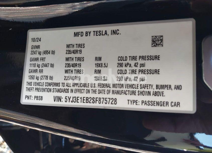 Photo 9 of 2025 Tesla Model 3 LONG RANGE ALL-WHEEL DRIVE (VIN 5YJ3E1EB2SF875728)