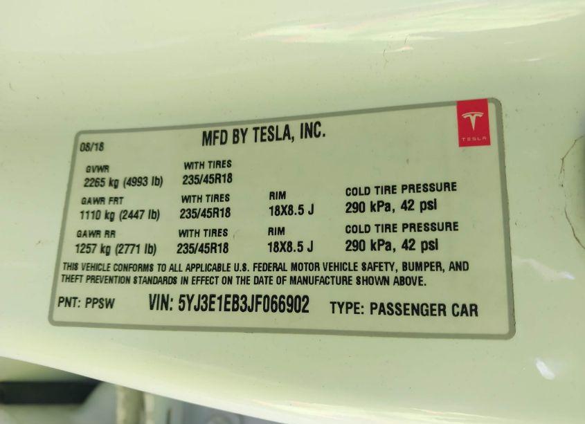 Photo 8 of 2018 Tesla Model 3 LONG RANGE/PERFORMANCE (VIN 5YJ3E1EB3JF066902)
