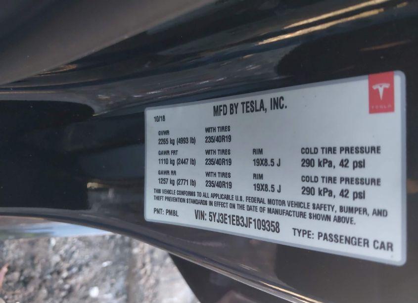 Photo 9 of 2018 Tesla Model 3 LONG RANGE/PERFORMANCE (VIN 5YJ3E1EB3JF109358)