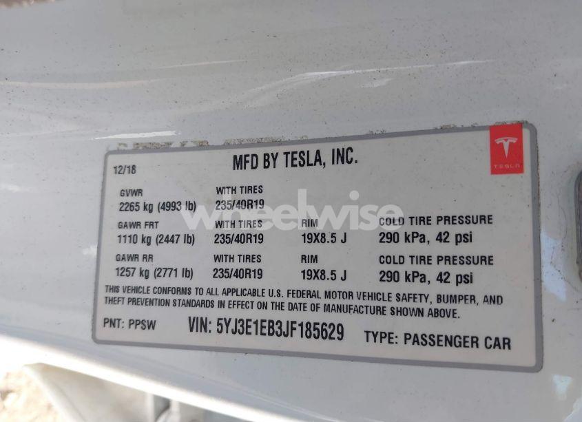 Photo 9 of 2018 Tesla Model 3 LONG RANGE/PERFORMANCE (VIN 5YJ3E1EB3JF185629)