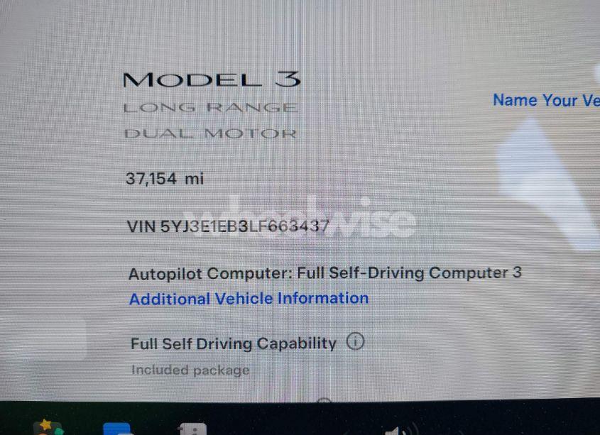 Photo 7 of 2020 Tesla Model 3 LONG RANGE DUAL MOTOR ALL-WHEEL DRIVE (VIN 5YJ3E1EB3LF663437)