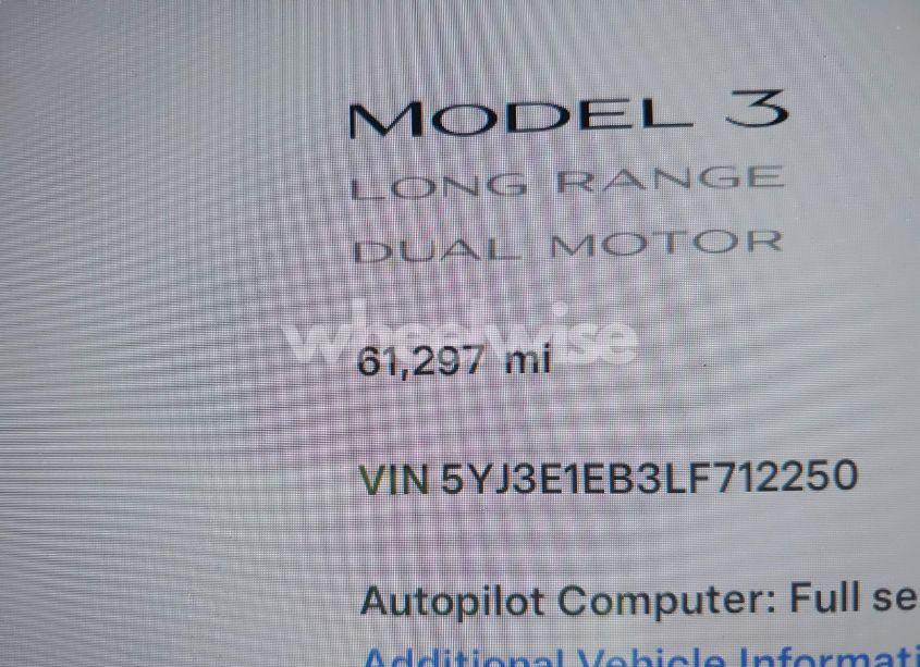 Photo 14 of 2020 Tesla Model 3 LONG RANGE DUAL MOTOR ALL-WHEEL DRIVE (VIN 5YJ3E1EB3LF712250)