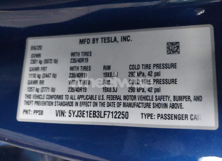 Photo 9 of 2020 Tesla Model 3 LONG RANGE DUAL MOTOR ALL-WHEEL DRIVE (VIN 5YJ3E1EB3LF712250)