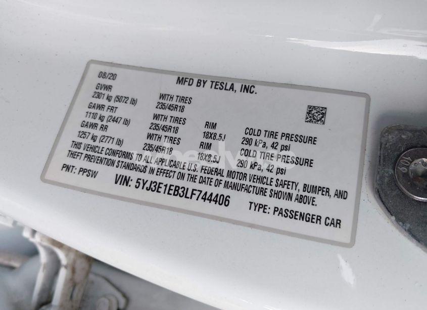 Photo 9 of 2020 Tesla Model 3 LONG RANGE DUAL MOTOR ALL-WHEEL DRIVE (VIN 5YJ3E1EB3LF744406)