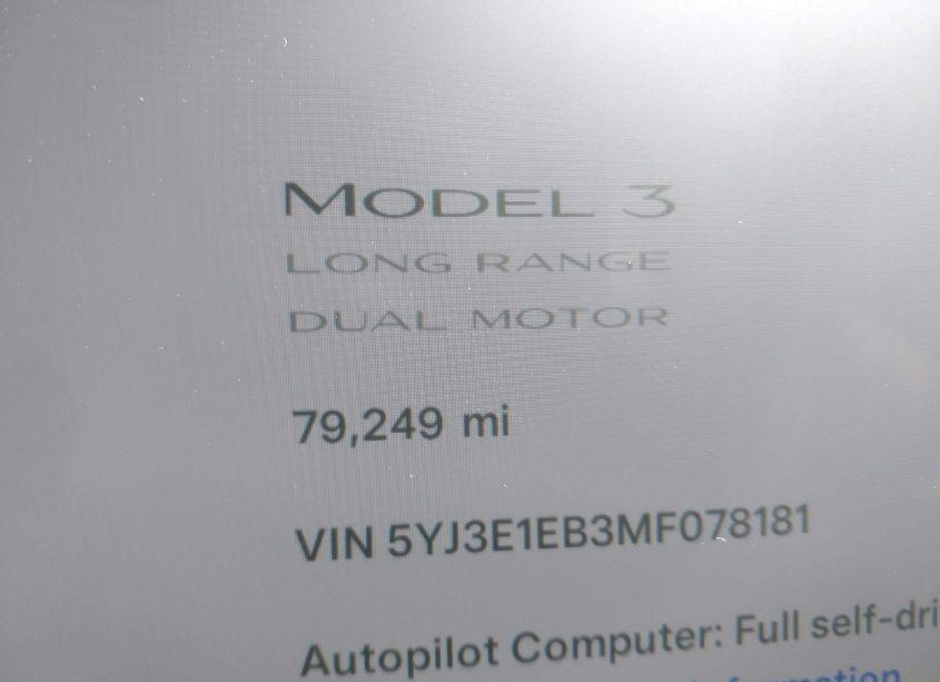Photo 14 of 2021 Tesla Model 3 LONG RANGE DUAL MOTOR ALL-WHEEL DRIVE (VIN 5YJ3E1EB3MF078181)