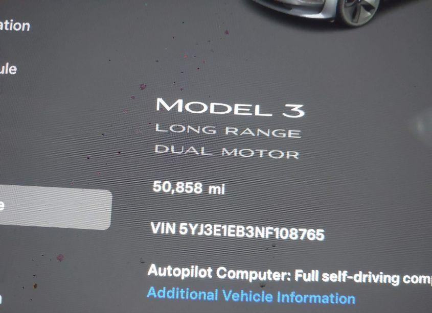 Photo 15 of 2022 Tesla Model 3 LONG RANGE DUAL MOTOR ALL-WHEEL DRIVE (VIN 5YJ3E1EB3NF108765)