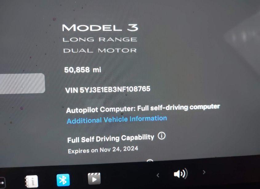 Photo 9 of 2022 Tesla Model 3 LONG RANGE DUAL MOTOR ALL-WHEEL DRIVE (VIN 5YJ3E1EB3NF108765)
