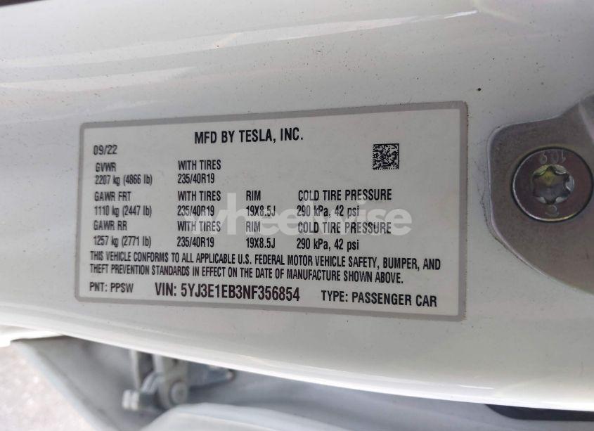 Photo 9 of 2022 Tesla Model 3 LONG RANGE DUAL MOTOR ALL-WHEEL DRIVE (VIN 5YJ3E1EB3NF356854)