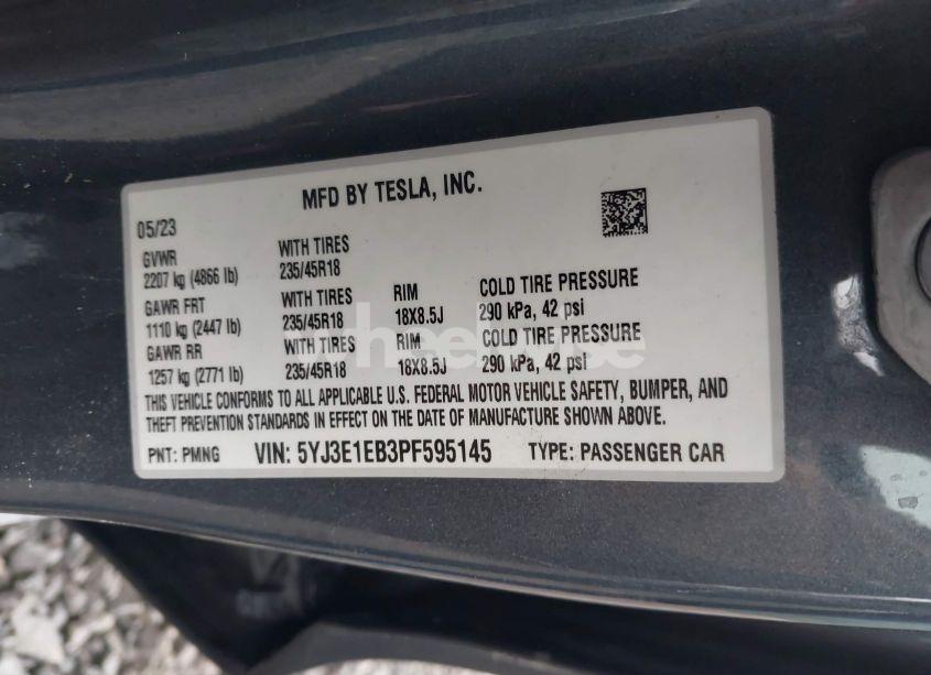 Photo 9 of 2023 Tesla Model 3 LONG RANGE DUAL MOTOR ALL-WHEEL DRIVE (VIN 5YJ3E1EB3PF595145)