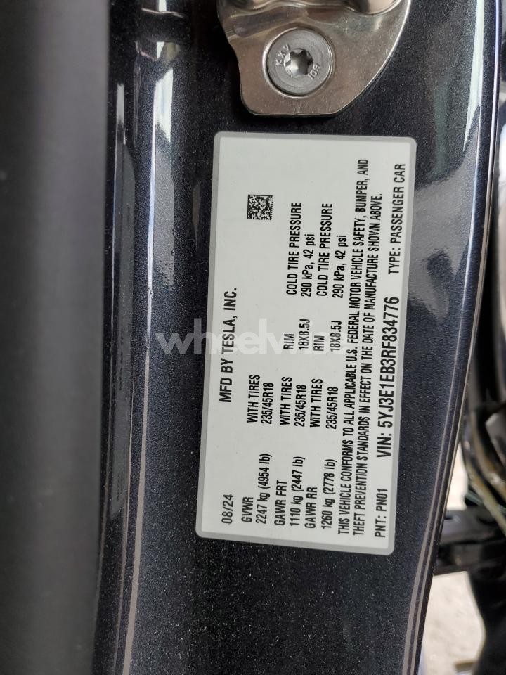 Photo 12 of 2024 TESLA MODEL 3 (VIN 5YJ3E1EB3RF834776)