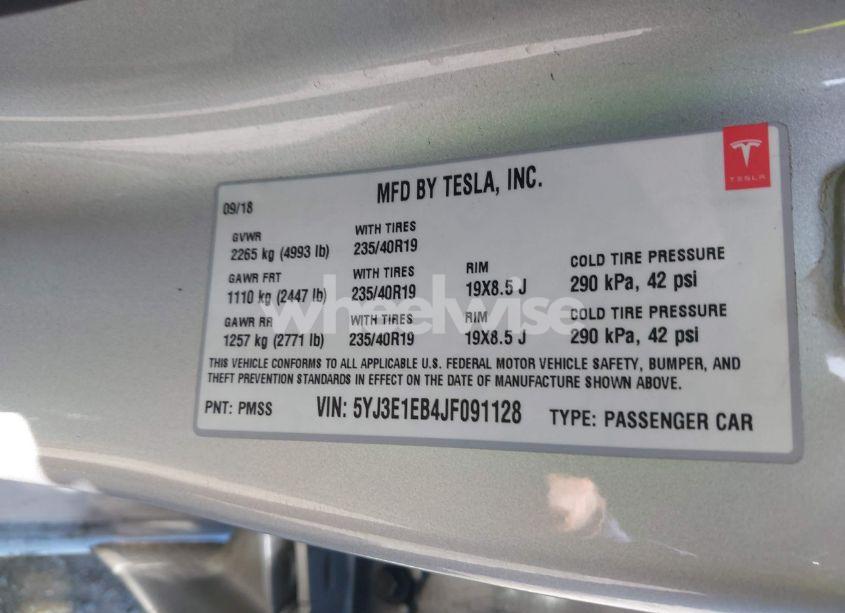 Photo 9 of 2018 Tesla Model 3 LONG RANGE/PERFORMANCE (VIN 5YJ3E1EB4JF091128)