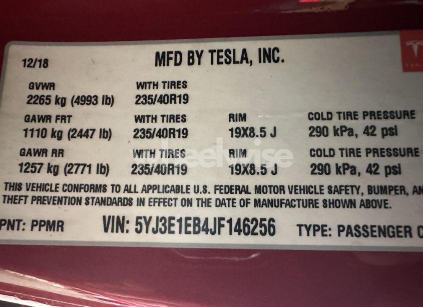 Photo 8 of 2018 Tesla Model 3 (VIN 5YJ3E1EB4JF146256)