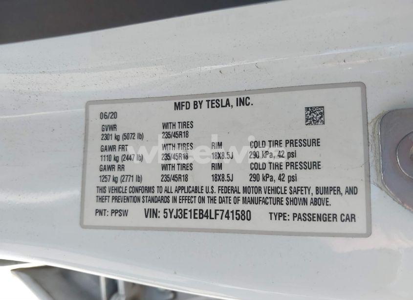 Photo 9 of 2020 Tesla Model 3 LONG RANGE DUAL MOTOR ALL-WHEEL DRIVE (VIN 5YJ3E1EB4LF741580)