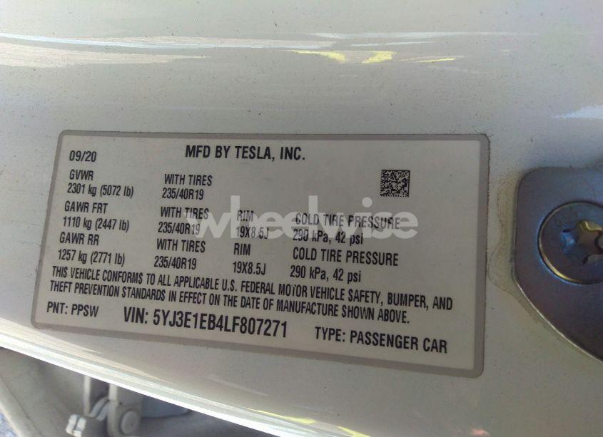 Photo 9 of 2020 Tesla Model 3 LONG RANGE DUAL MOTOR ALL-WHEEL DRIVE (VIN 5YJ3E1EB4LF807271)