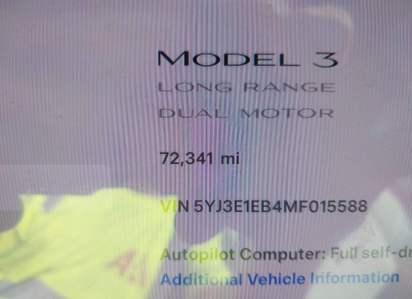 Photo 15 of 2021 Tesla Model 3 LONG RANGE DUAL MOTOR ALL-WHEEL DRIVE (VIN 5YJ3E1EB4MF015588)