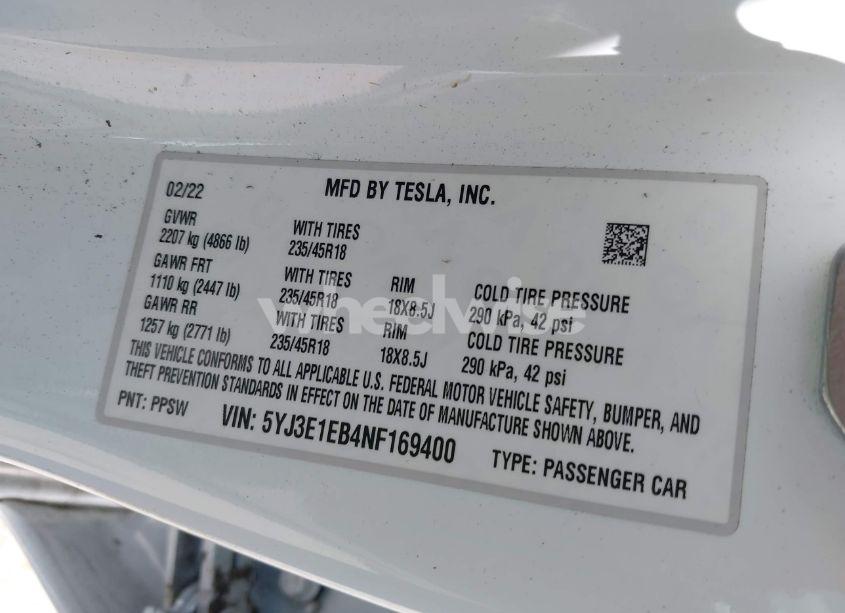 Photo 9 of 2022 Tesla Model 3 LONG RANGE (VIN 5YJ3E1EB4NF169400)