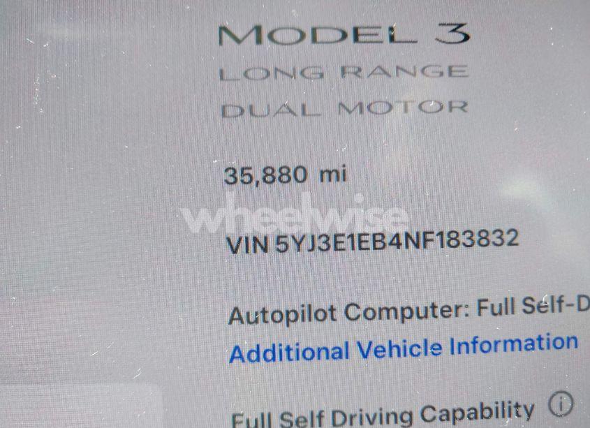 Photo 15 of 2022 Tesla Model 3 LONG RANGE DUAL MOTOR ALL-WHEEL DRIVE (VIN 5YJ3E1EB4NF183832)