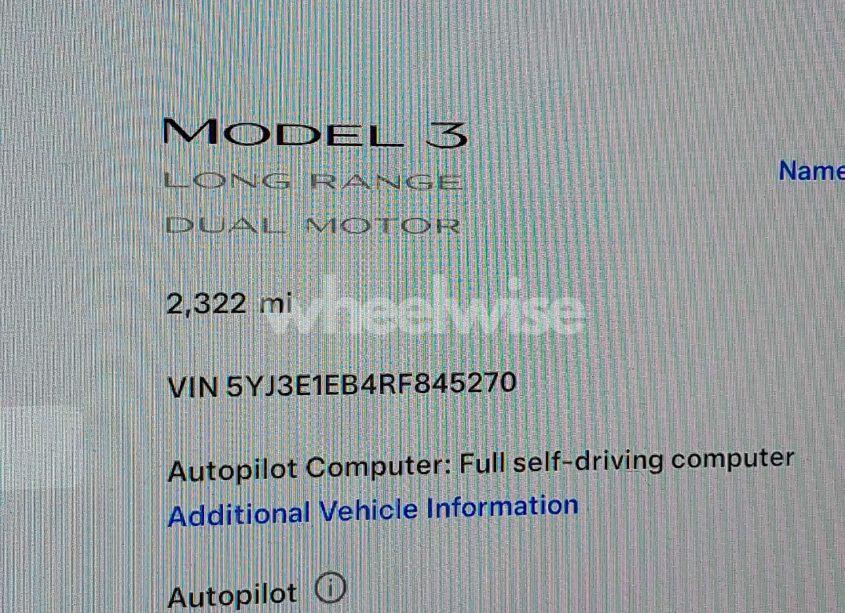 Photo 15 of 2024 Tesla Model 3 LONG RANGE DUAL MOTOR ALL-WHEEL DRIVE (VIN 5YJ3E1EB4RF845270)