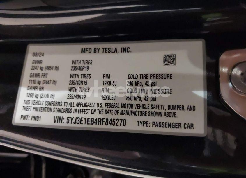 Photo 9 of 2024 Tesla Model 3 LONG RANGE DUAL MOTOR ALL-WHEEL DRIVE (VIN 5YJ3E1EB4RF845270)