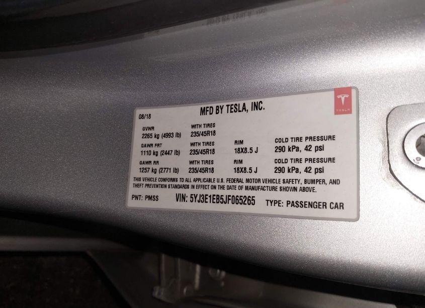 Photo 9 of 2018 Tesla Model 3 LONG RANGE/PERFORMANCE (VIN 5YJ3E1EB5JF065265)