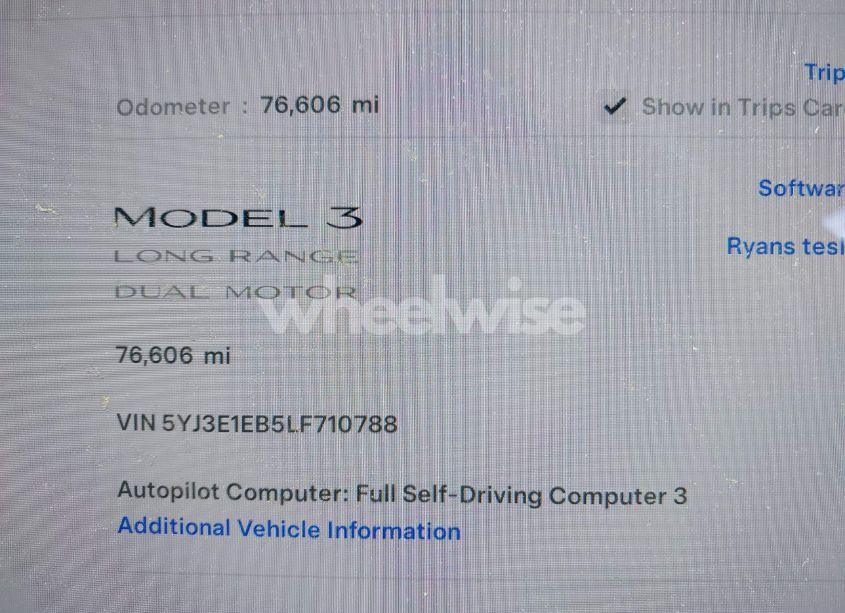 Photo 15 of 2020 Tesla Model 3 LONG RANGE DUAL MOTOR ALL-WHEEL DRIVE (VIN 5YJ3E1EB5LF710788)