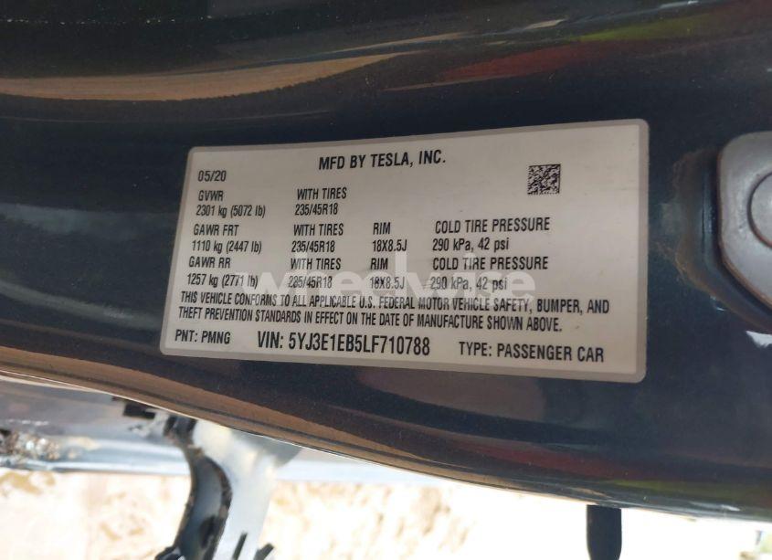 Photo 9 of 2020 Tesla Model 3 LONG RANGE DUAL MOTOR ALL-WHEEL DRIVE (VIN 5YJ3E1EB5LF710788)
