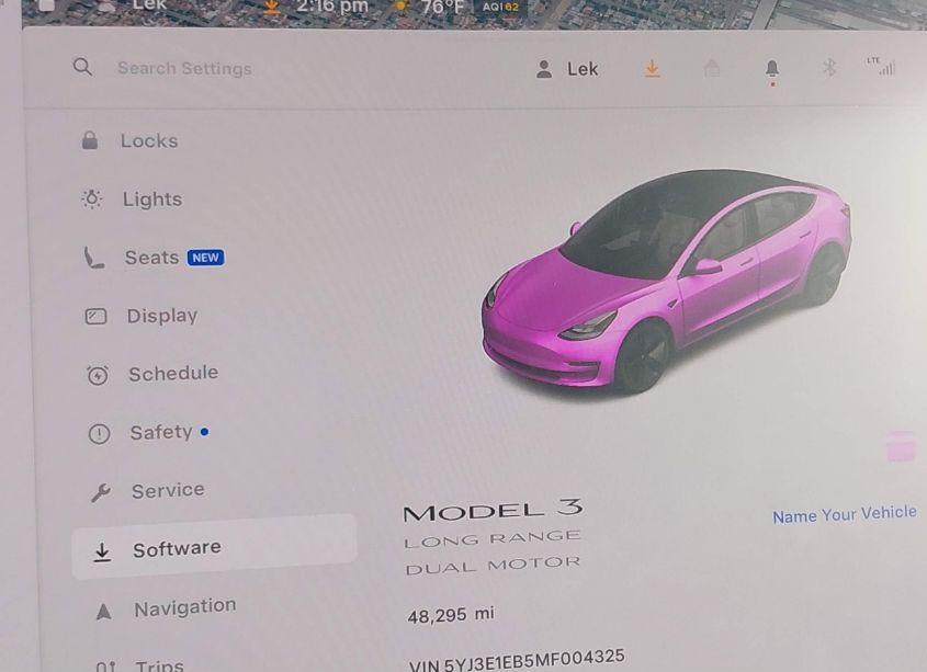 Photo 7 of 2021 Tesla Model 3 LONG RANGE DUAL MOTOR ALL-WHEEL DRIVE (VIN 5YJ3E1EB5MF004325)