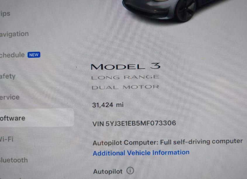 Photo 7 of 2021 Tesla Model 3 LONG RANGE DUAL MOTOR ALL-WHEEL DRIVE (VIN 5YJ3E1EB5MF073306)