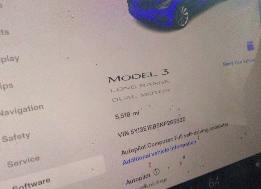 Photo 7 of 2022 Tesla Model 3 LONG RANGE DUAL MOTOR ALL-WHEEL DRIVE (VIN 5YJ3E1EB5NF265925)