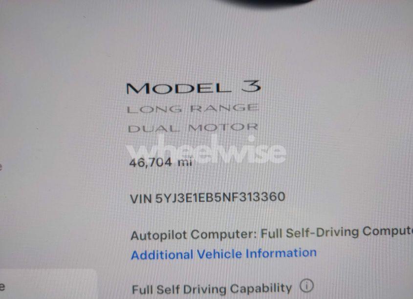 Photo 15 of 2022 Tesla Model 3 LONG RANGE DUAL MOTOR ALL-WHEEL DRIVE (VIN 5YJ3E1EB5NF313360)