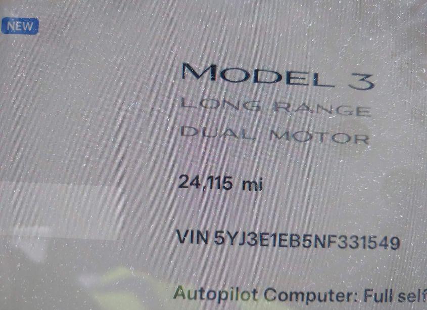 Photo 7 of 2022 Tesla Model 3 LONG RANGE DUAL MOTOR ALL-WHEEL DRIVE (VIN 5YJ3E1EB5NF331549)