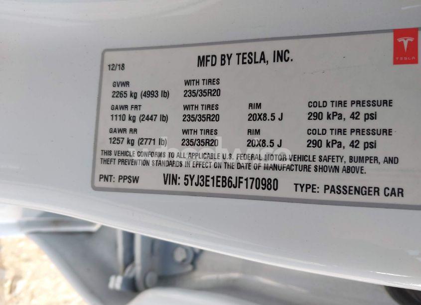 Photo 9 of 2018 Tesla Model 3 LONG RANGE/PERFORMANCE (VIN 5YJ3E1EB6JF170980)