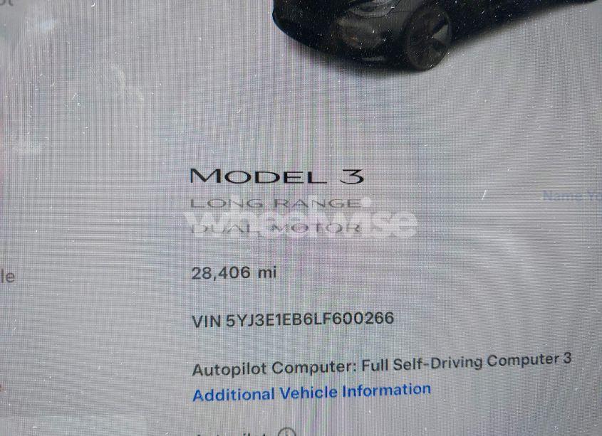 Photo 7 of 2020 Tesla Model 3 LONG RANGE DUAL MOTOR ALL-WHEEL DRIVE (VIN 5YJ3E1EB6LF600266)
