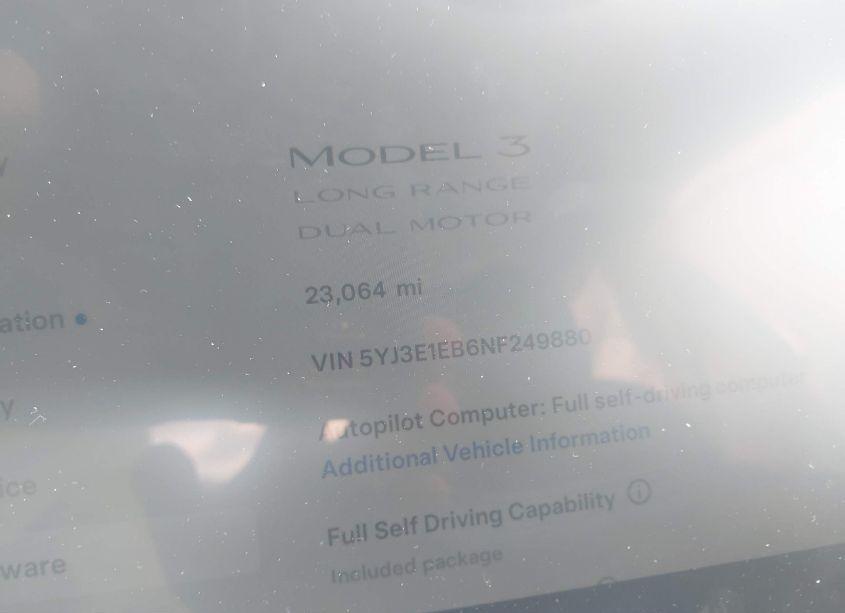 Photo 7 of 2022 Tesla Model 3 LONG RANGE DUAL MOTOR ALL-WHEEL DRIVE (VIN 5YJ3E1EB6NF249880)