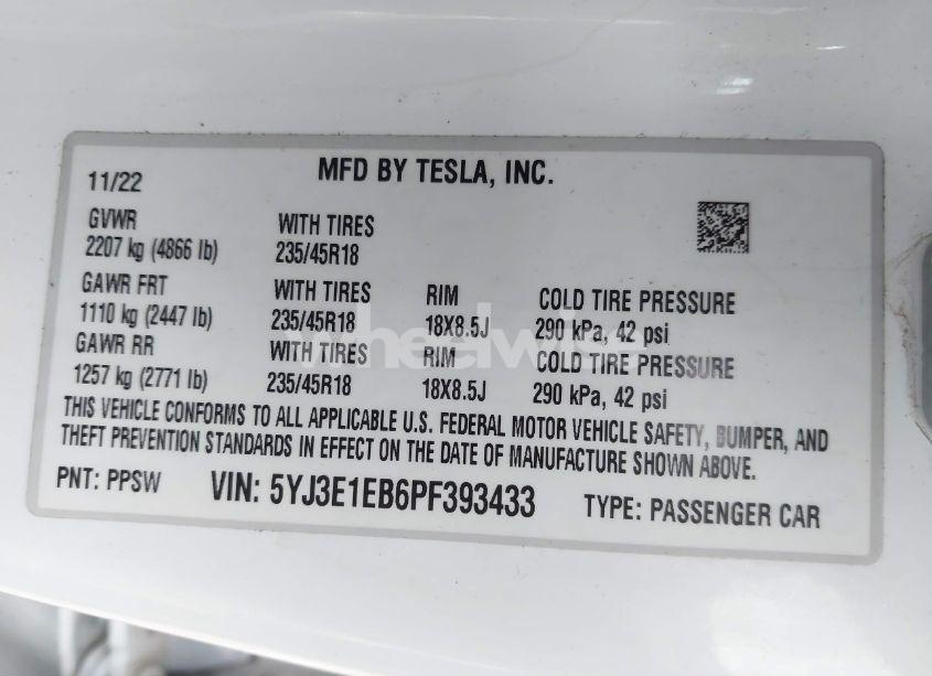 Photo 9 of 2023 Tesla Model 3 LONG RANGE DUAL MOTOR ALL-WHEEL DRIVE (VIN 5YJ3E1EB6PF393433)