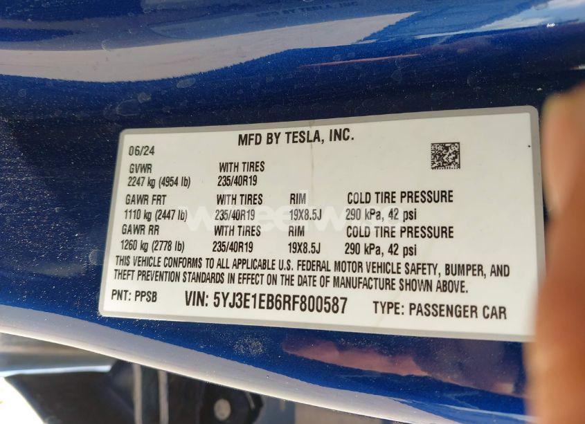 Photo 9 of 2024 Tesla Model 3 LONG RANGE DUAL MOTOR ALL-WHEEL DRIVE (VIN 5YJ3E1EB6RF800587)